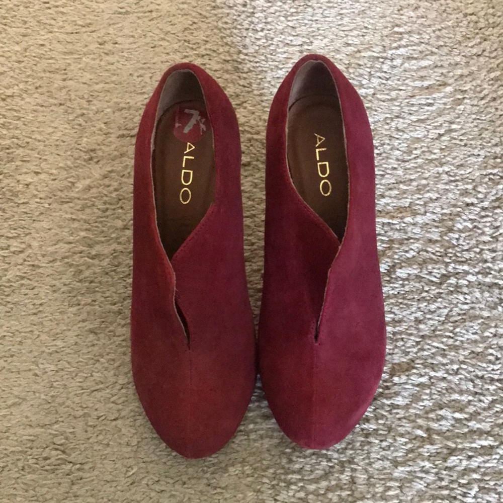 Red velvet ankle boots